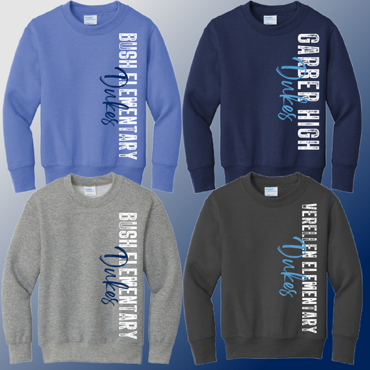 Dukes - Stamped (Vertical) Basic Crewneck (Youth & Adult) - MADE TO ORDER/TWO WEEKS