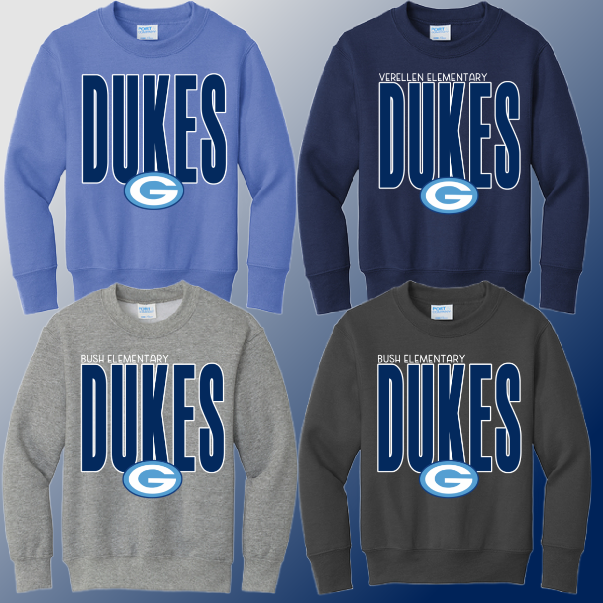 Dukes - Tall Logo Basic Crewneck (Youth & Adult) - MADE TO ORDER/TWO WEEKS