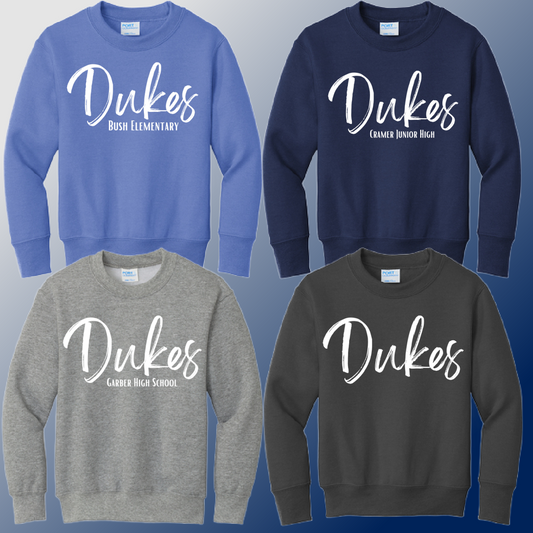 Dukes - Simple Script Basic Crewneck (Youth & Adult) - MADE TO ORDER/TWO WEEKS