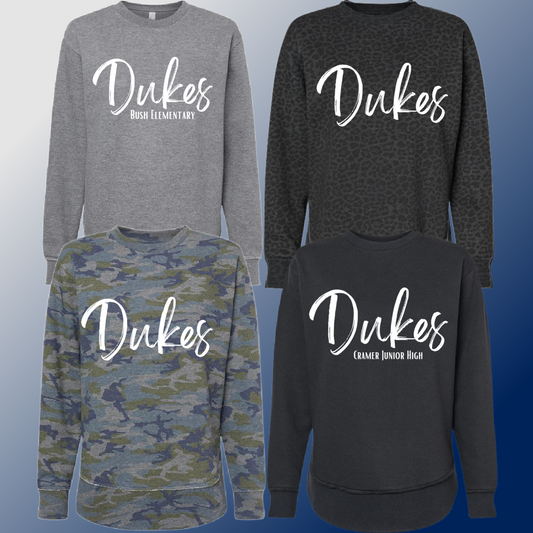 Dukes - Simple Script Weekend Crewneck (Adult) - MADE TO ORDER/TWO WEEKS