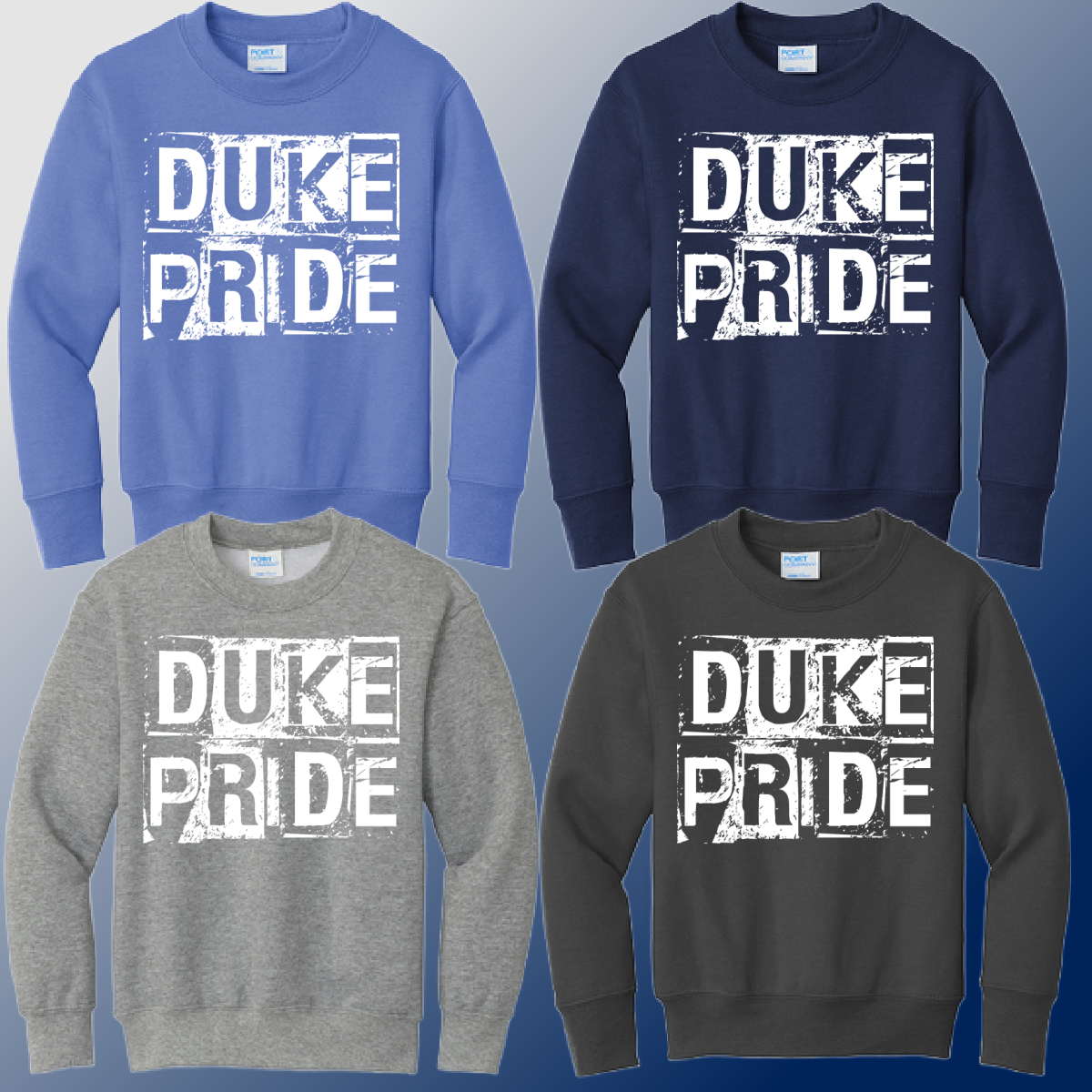 Dukes - Distressed Block Basic Crewneck (Youth & Adult) - MADE TO ORDER/TWO WEEKS