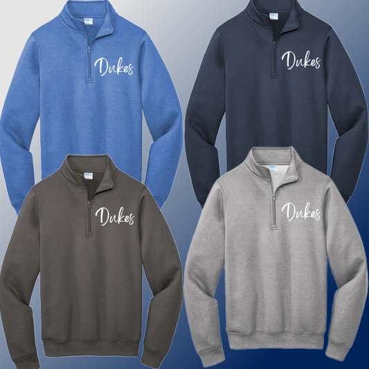 Dukes - Simple Script 1/4 Zip Crewneck (Adult) - MADE TO ORDER/TWO WEEKS