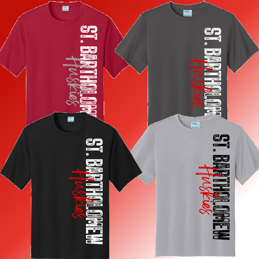 St. Bartholomew School - Stamped Font Dri Fit Tee (Youth & Adult) - MADE TO ORDER/TWO WEEKS