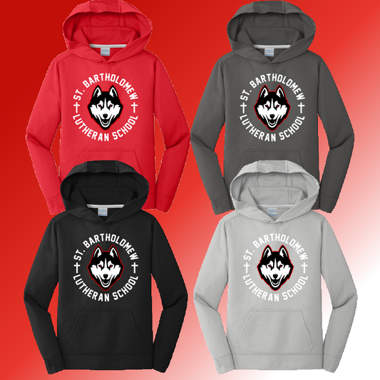 St. Bartholomew School - Round Mascot Dri Fit Hoodie (Youth & Adult) - MADE TO ORDER/TWO WEEKS