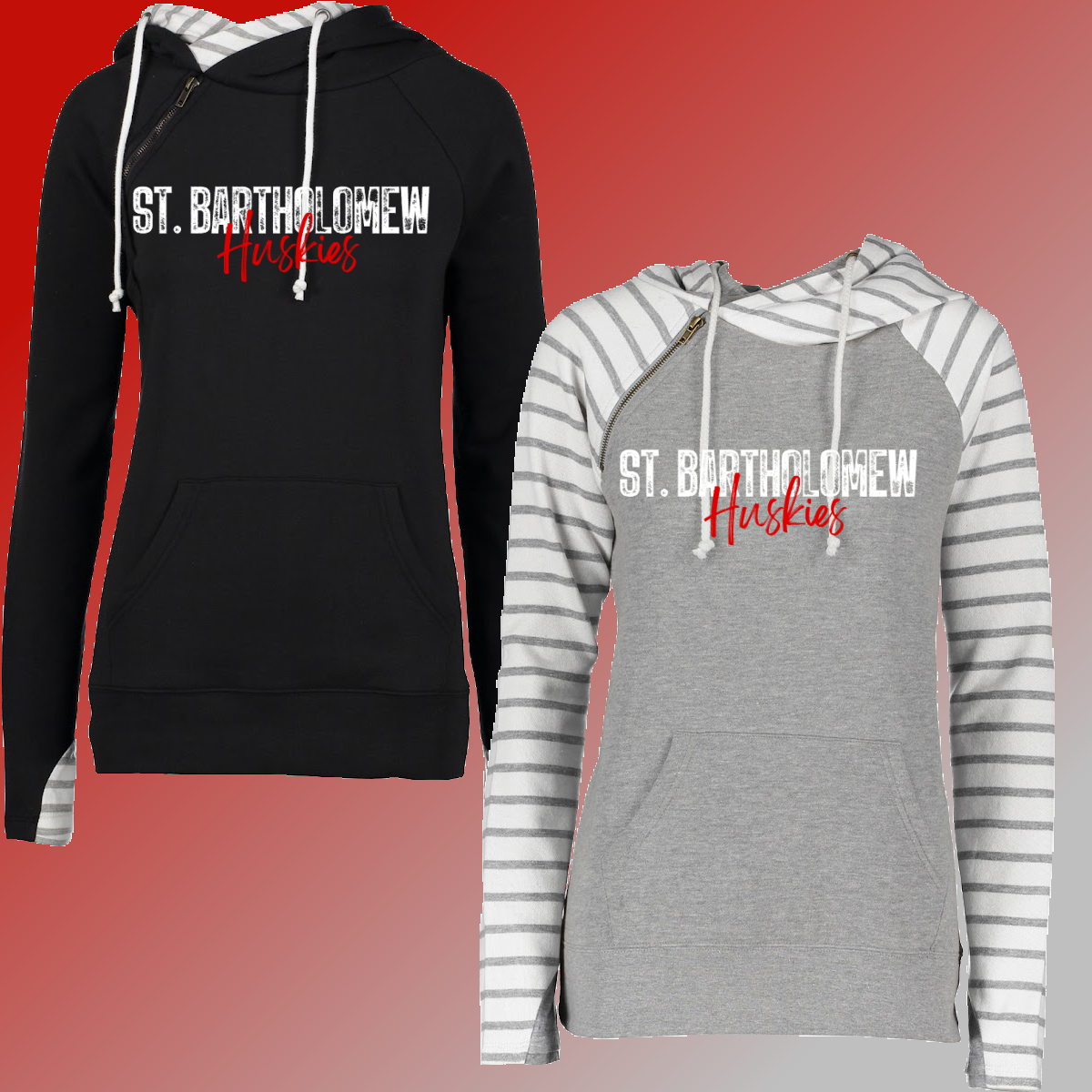 St. Bartholomew School - Stamped Font Double Hoodie (Adult) - MADE TO ORDER/TWO WEEKS