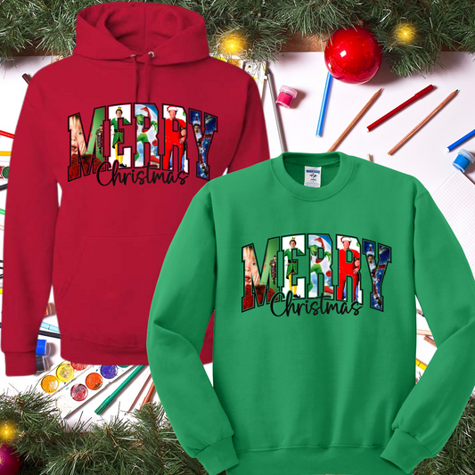 MERRY Movie Characters Basic Sweatshirt-Varsity Lettering (Adult)