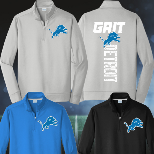 Lions - Detroit GRIT Performance Quarter Zip-Back Design (Adult)