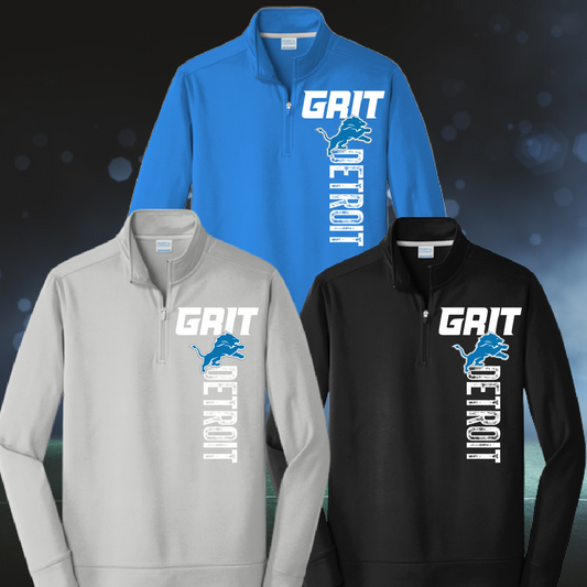 Lions - Detroit GRIT Performance Quarter Zip-Front Design (Adult)