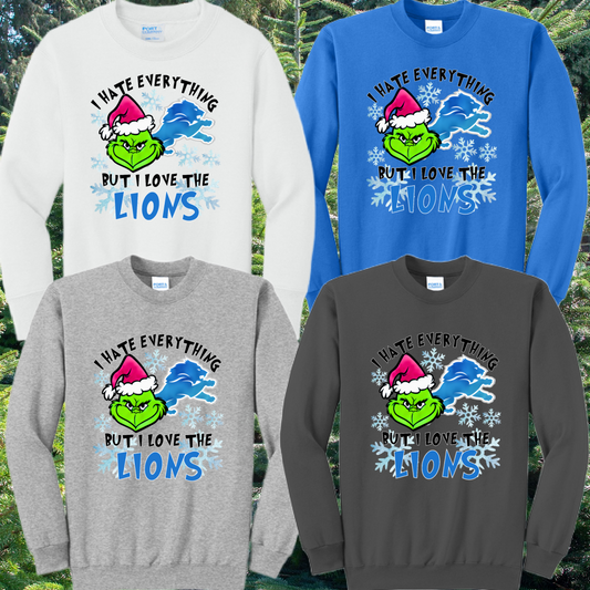 Detroit Football Gr!nch I Hate Everything - Basic Sweatshirt (Adult)