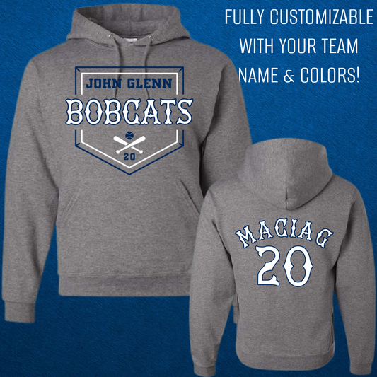 Customizable Baseball Hoodie - YOUR TEAM/YOUR COLORS!