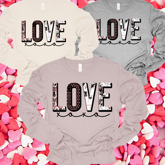 Love xoxo Long Sleeve Tee (Adult)