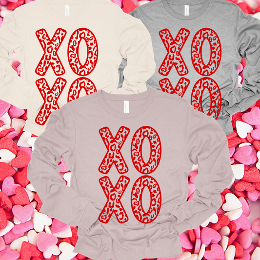 XOXO Leopard Valentine Long Sleeve Tee (Adult)