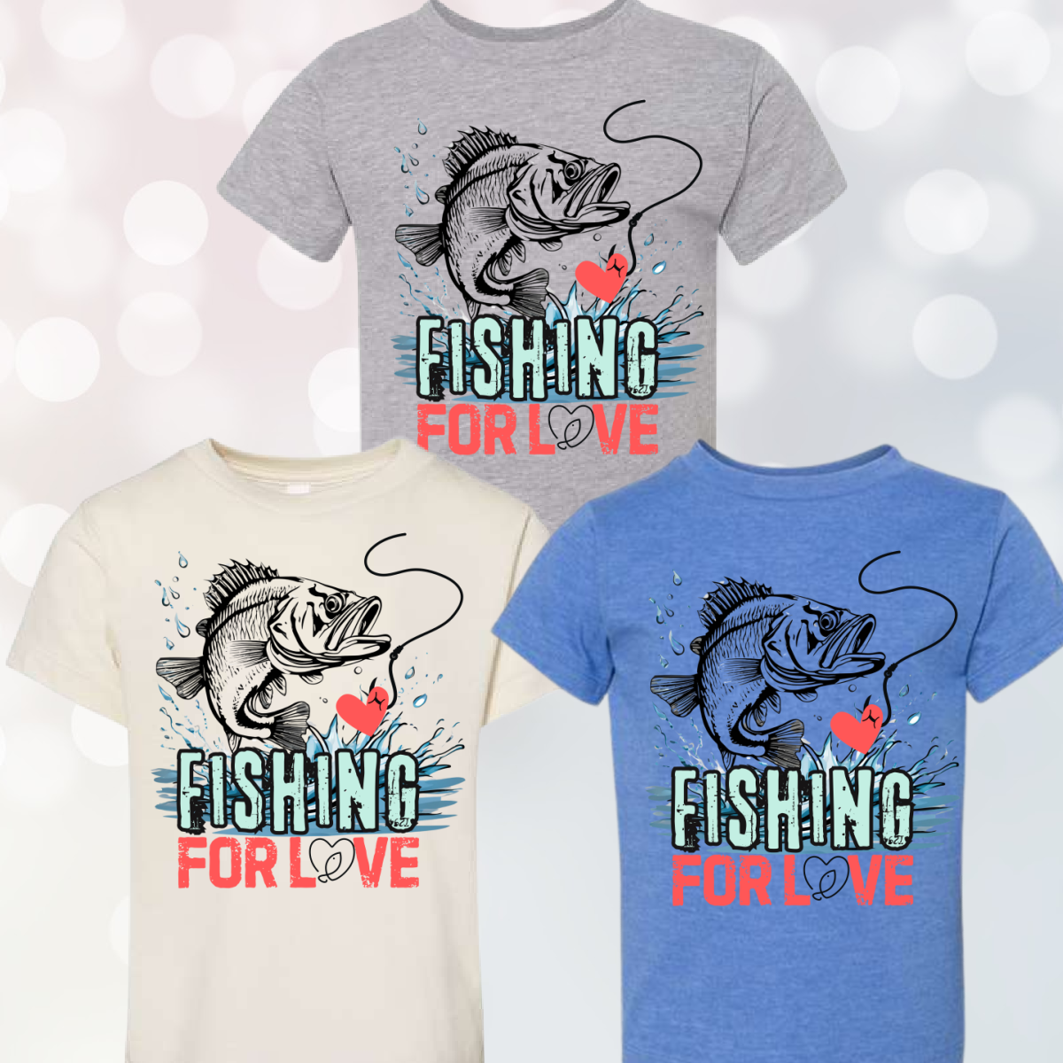 Fat Bear Friday 🐻 Fishing For Love Valentines Tee - (Youth)