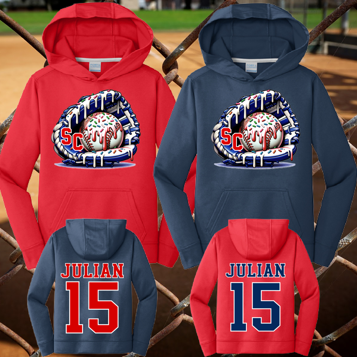 Standish Crushers Ice Cream Drip Baseball Dri Fit Hoodie (Youth & Adult)