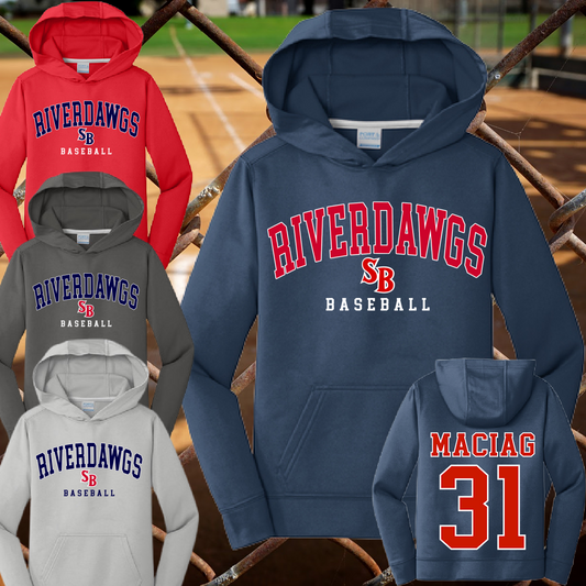 Saginaw Bay Riverdawgs - Simple Curved Dri Fit Hoodie (Youth & Adult)