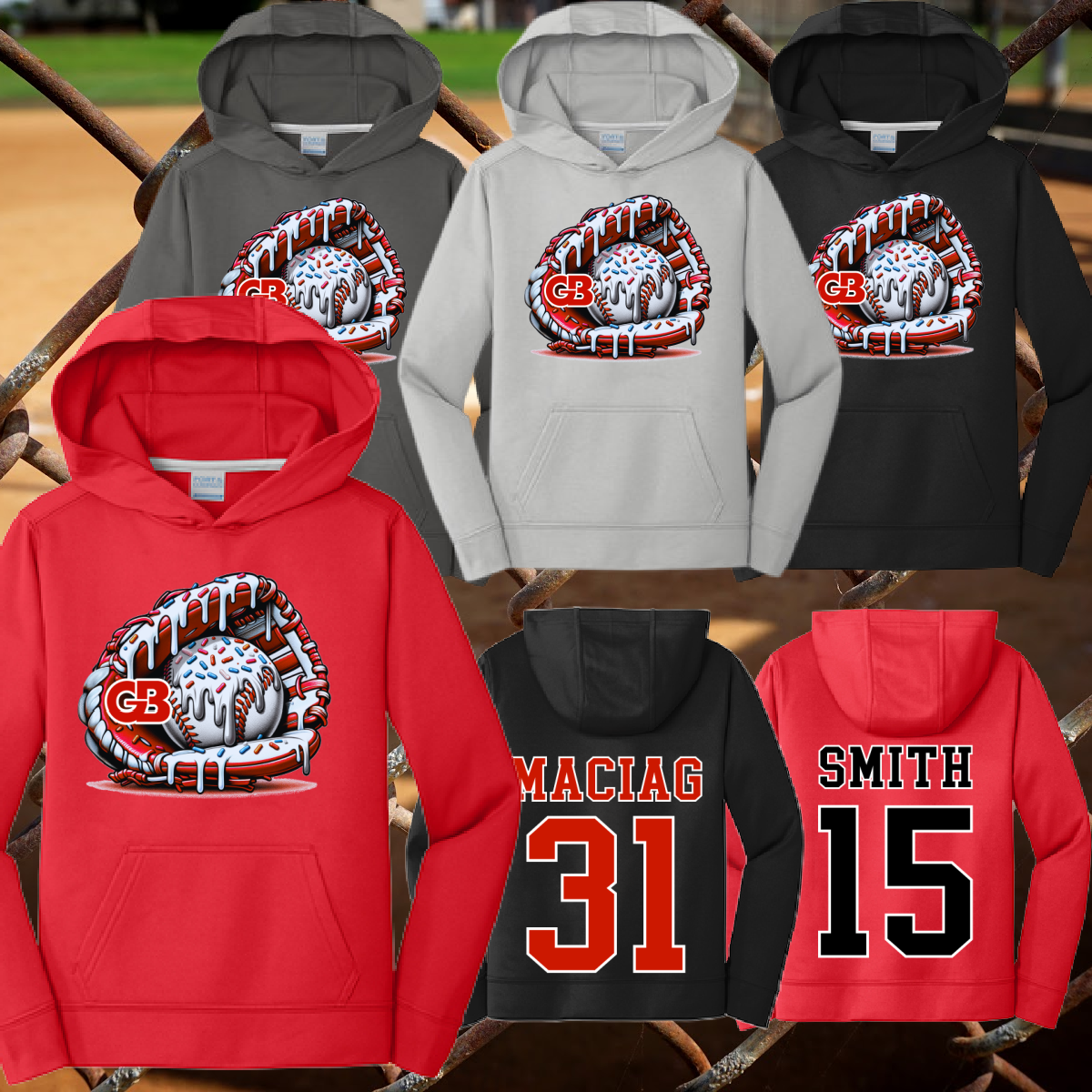 Greater Bay LL Ice Cream Drip Baseball Dri Fit Hoodie (Youth & Adult)