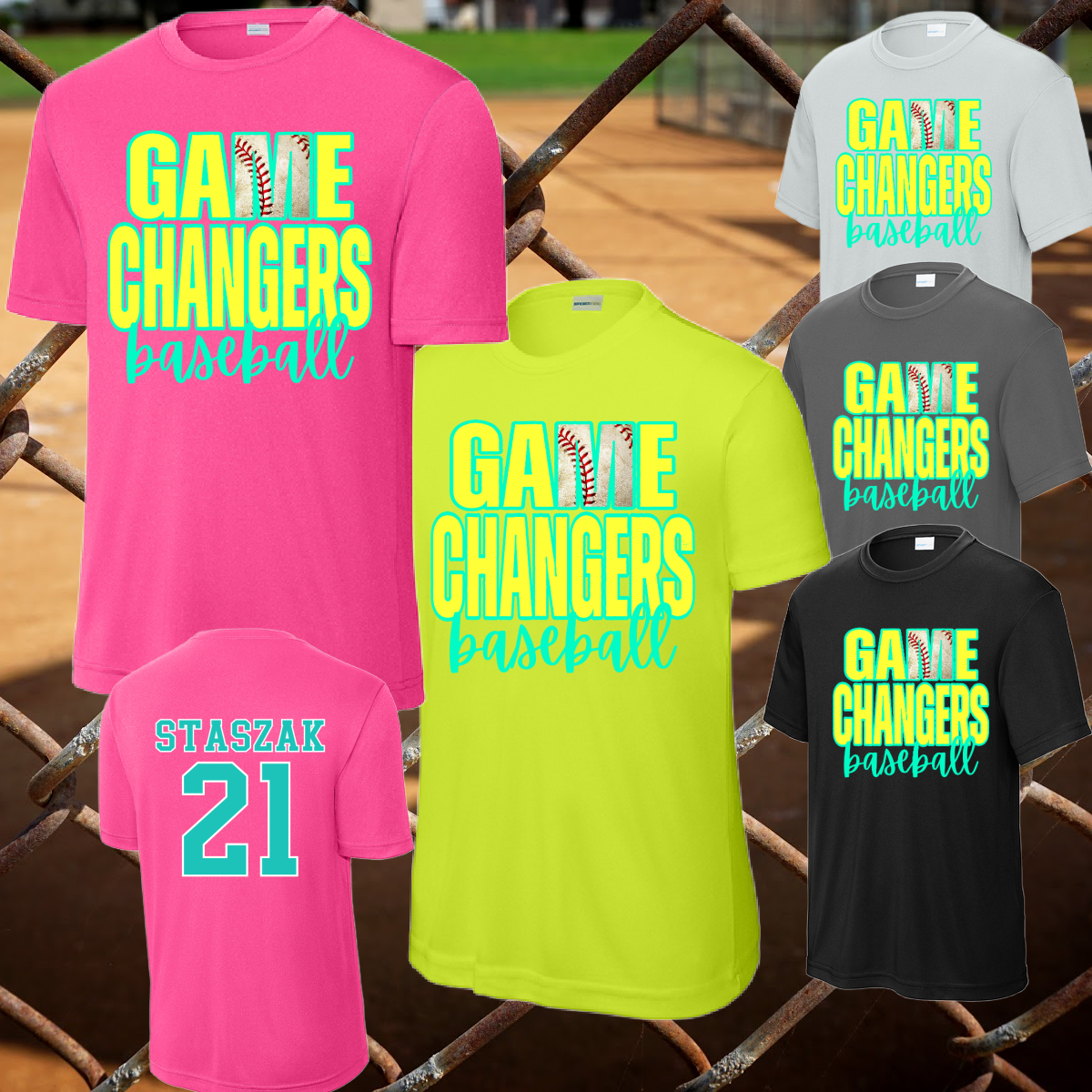 Game Changer Block Letters Baseball Dri Fit Tee (Youth & Adult)