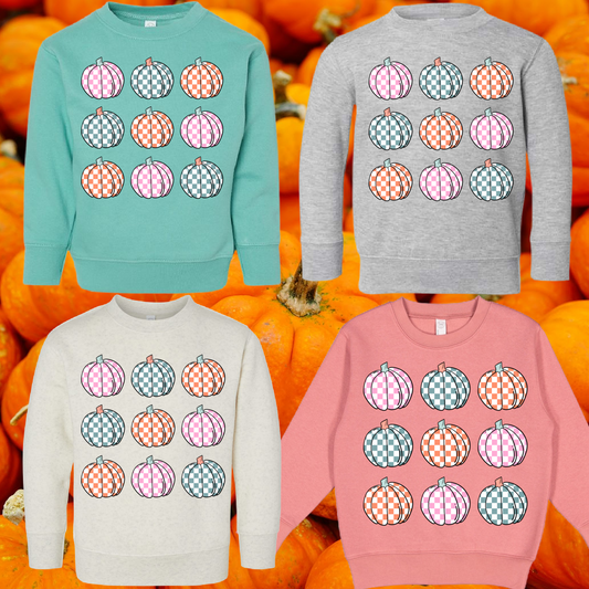 Checkered Pumpkins - Youth Crewneck Sweatshirt