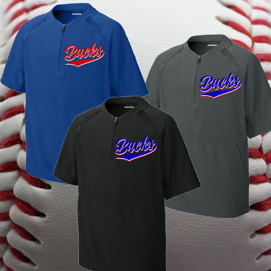 Bay Area Bucks - Swish Logo 1/2 Zip Short Sleeve Baseball Jacket (Youth & Adult)