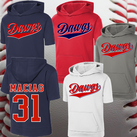 Saginaw Bay Riverdawgs - Swoosh SHORT Sleeve Performance Hoodie