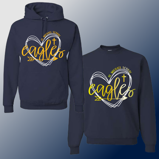 St. Michael Eagles  - Navy Heart Basic Sweatshirt