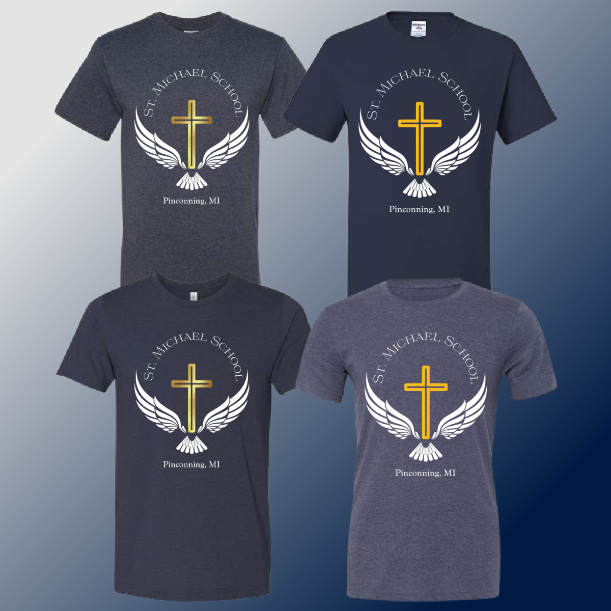 St. Michael Eagles - Navy School Logo Tee (Youth & Adult) - MADE TO ORDER/TWO WEEKS