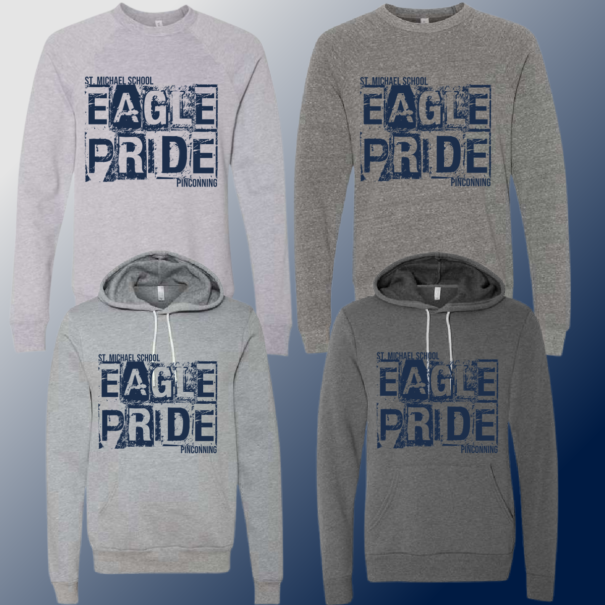 St. Michael Eagles  - Gray Distressed Block Premium Sweatshirt