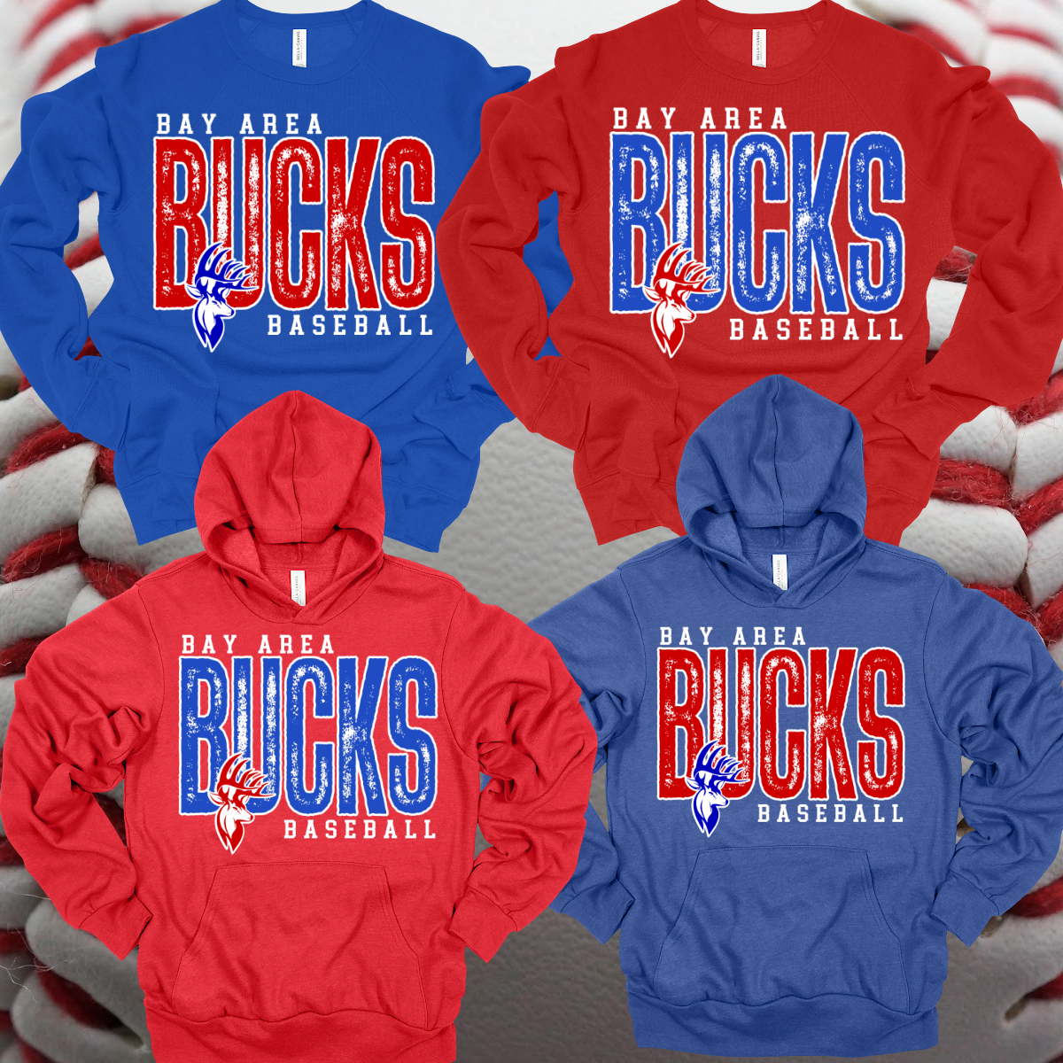 Bay Area Bucks - Tall Distressed Logo Bella Canvas Sweatshirt (Adult)