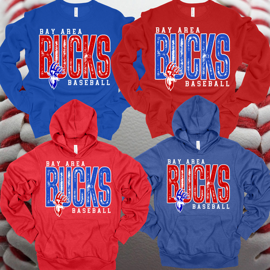 Bay Area Bucks - Tall Distressed Logo Bella Canvas Sweatshirt (Adult)