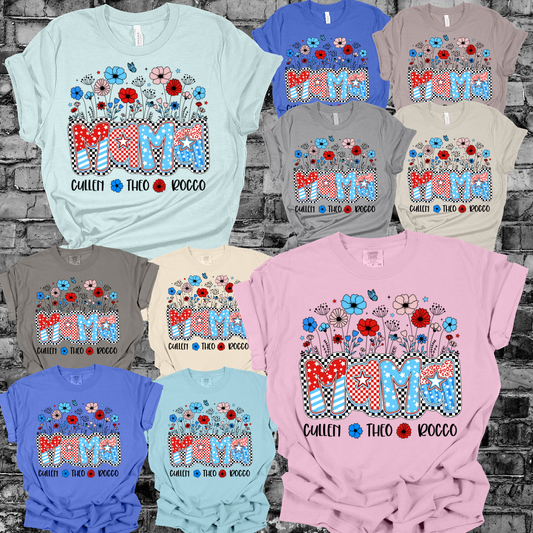 Red White & Blue Personalized Mama Tee