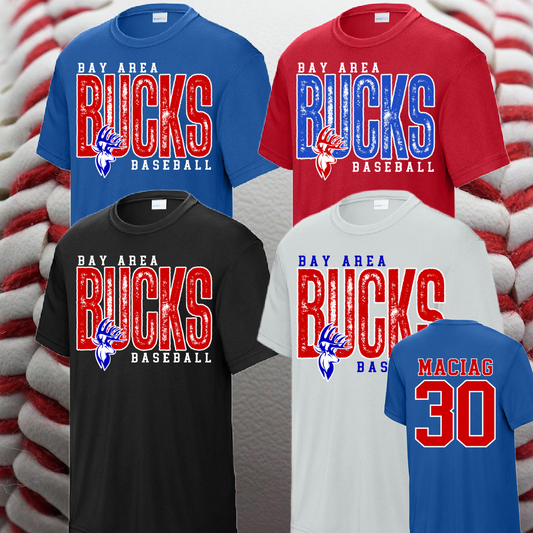 Bay Area Bucks - Tall Distressed Logo Performance Tee (Youth & Adult)