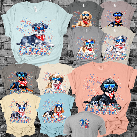 Free To Cuddle Patriotic Dog Tee (Adult)