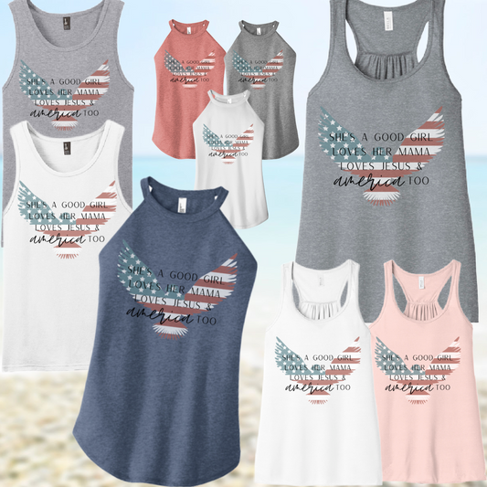 She's A Good Girl Eagle Flag Tank