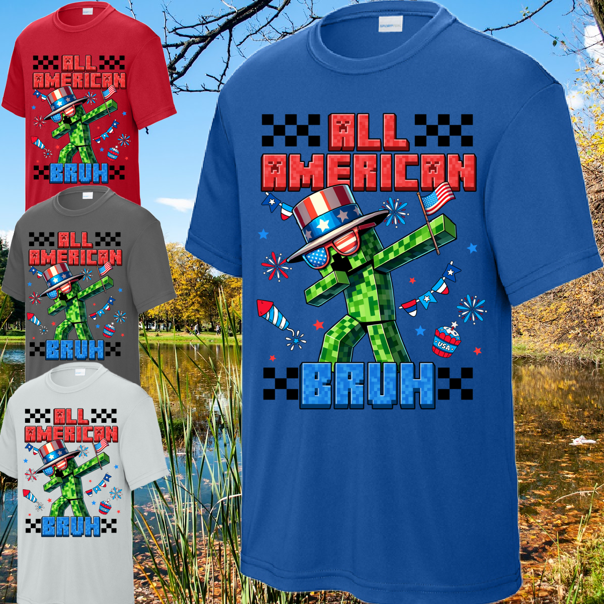 All American Bruh Mine Craft Performance Tee (Youth & Adult)