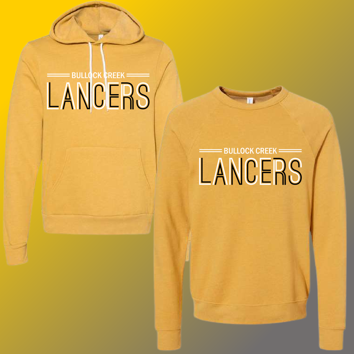 Bullock Creek Lancers  - Mustard Double Font Premium Sweatshirt