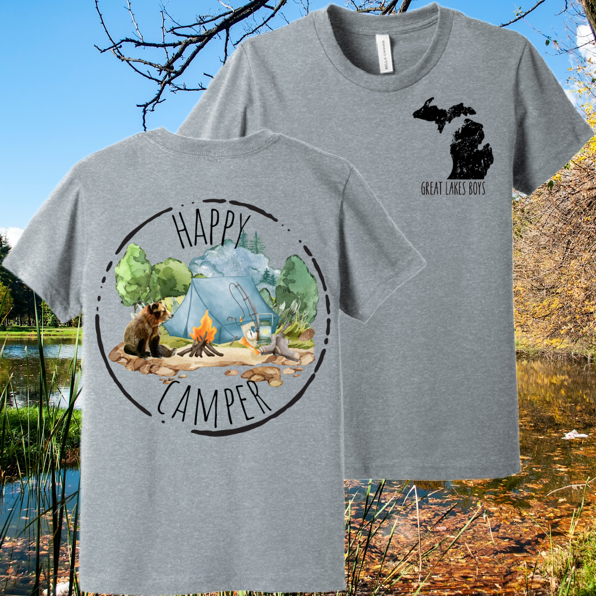Great Lakes Boys - Happy Camper Bear Premium Tee (Toddler, Youth & Adult)