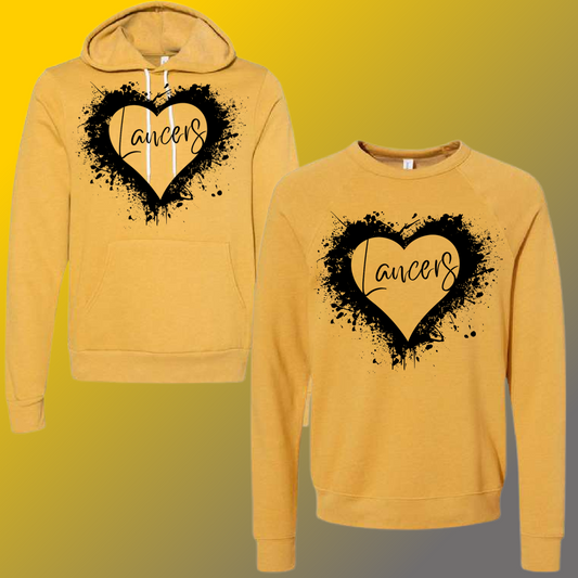 Bullock Creek Lancers  - Mustard Splatter Heart Premium Sweatshirt