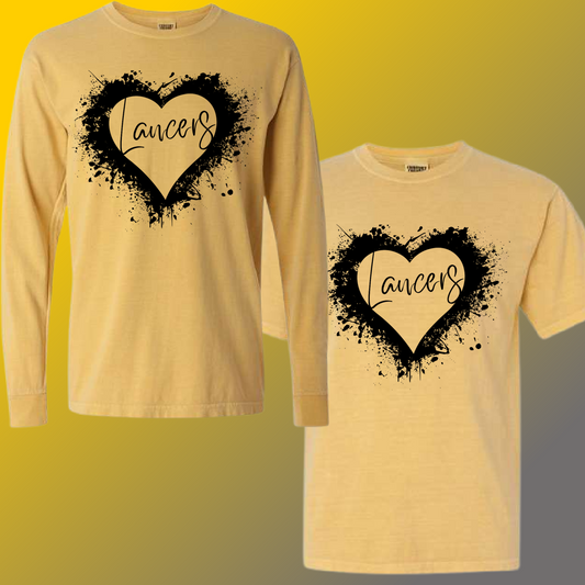 Bullock Creek Lancers  - Mustard Splatter Heart Premium Tee