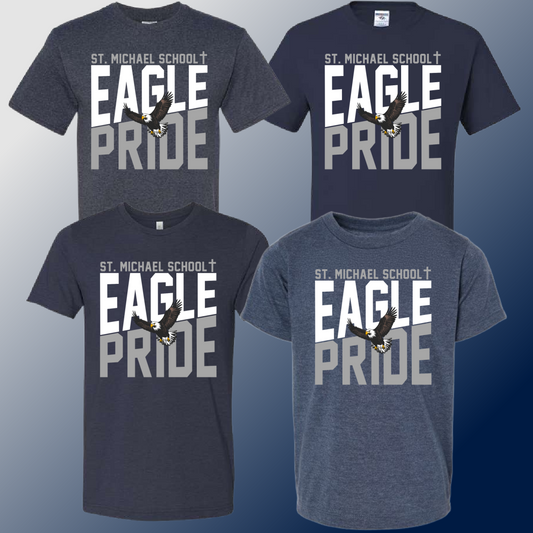 St. Michael Eagles - Navy Angled Logo Tee (Youth & Adult) - MADE TO ORDER/TWO WEEKS