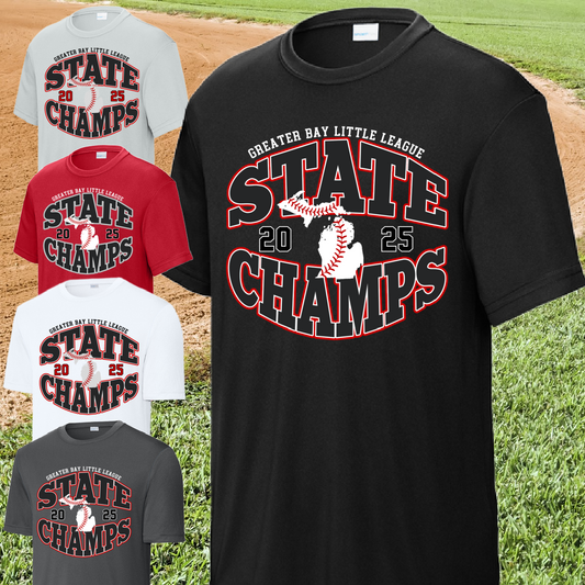 Greater Bay Little League - 2025 11U State Champs Option #1 Performance Tee (Youth, Adult & Tall)