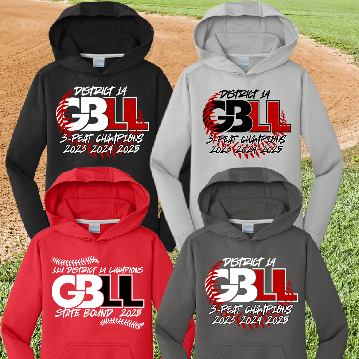Greater Bay Little League - 2025 11U District Champs 3-PEAT Performance Hoodie (Youth & Adult)