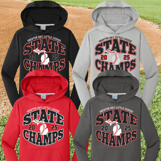 Greater Bay Little League - 2025 11U State Champs Option #1 Performance Hoodie (Youth & Adult)