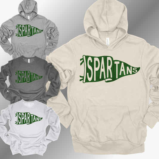 Pinconning Spartans - Pennant Flag Premium Sweatshirt (Adult)