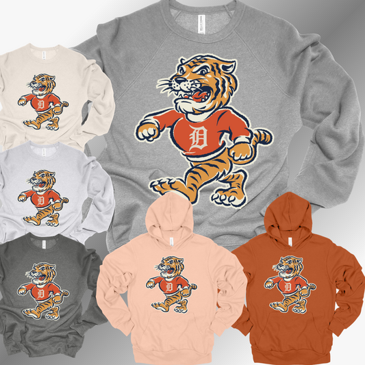 Detroit Baseball - Vintage Walking Mascot Premium Sweatshirt