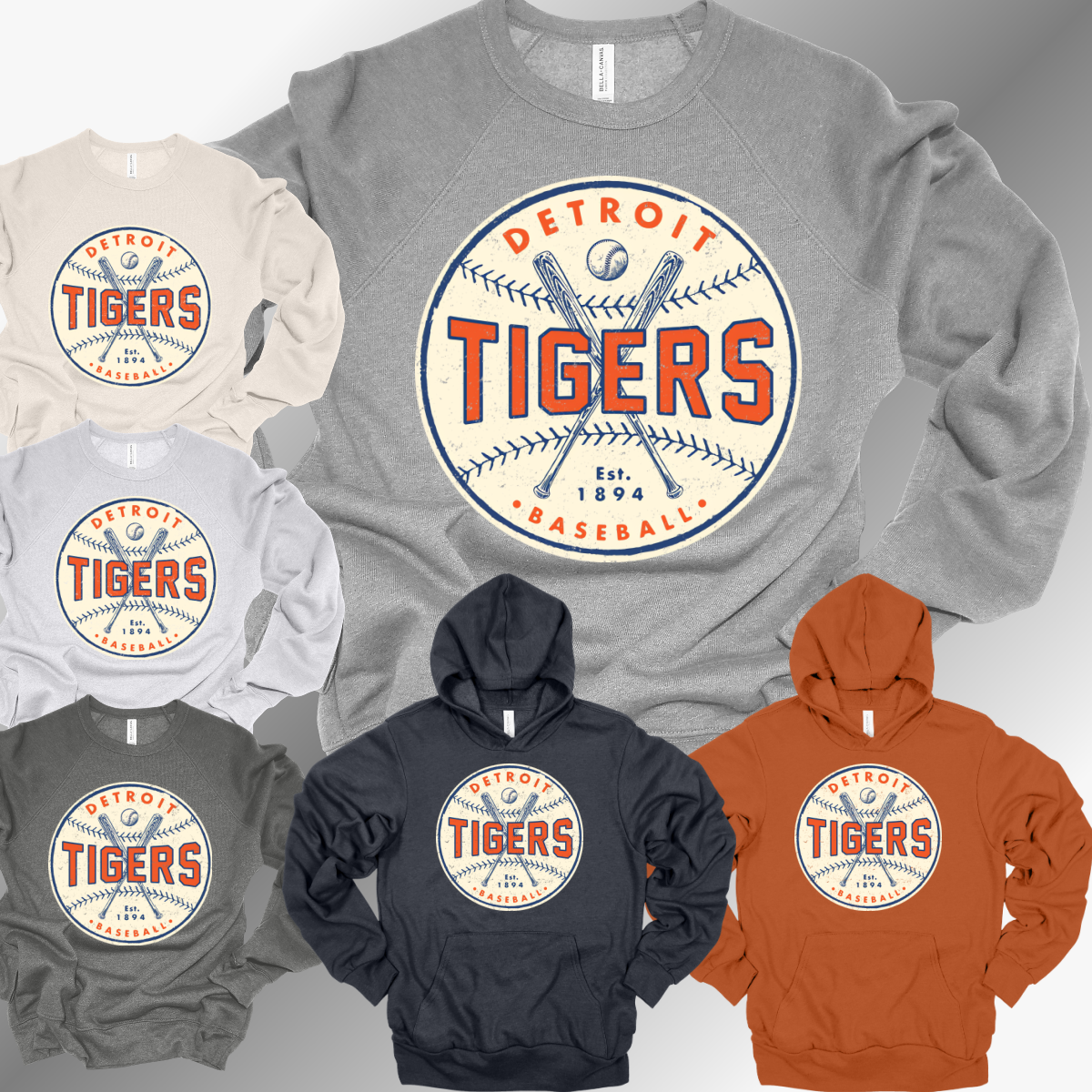 Detroit Baseball - Retro Round Premium Sweatshirt
