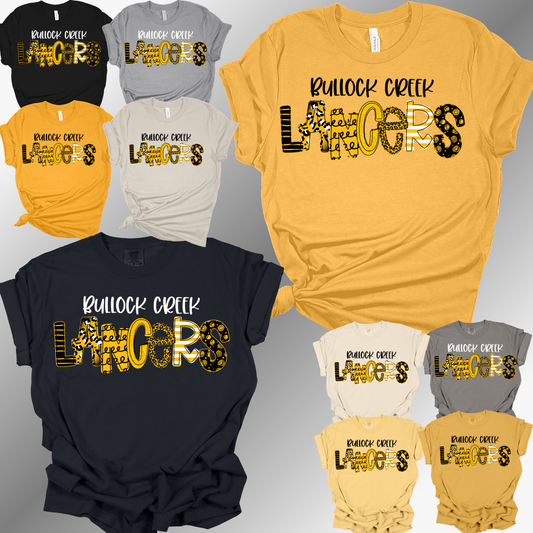 Bullock Creek Lancers - Spirit Font Tee You Choose the School (Adult)