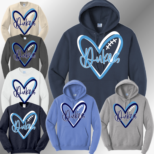Garber Dukes - Football Heart Basic Sweatshirt (Adult)
