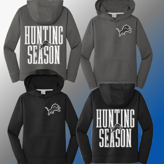 Detroit Football Hunting Season Black Out - Youth Performance Hoodie