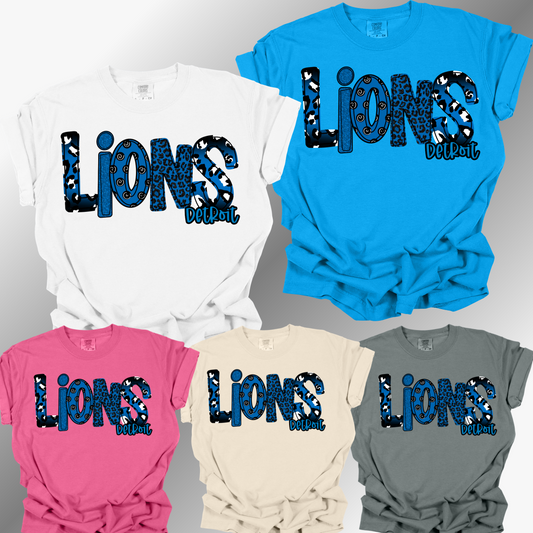 Detroit Football Spirit Font - Comfort Colors Tee (Adult)