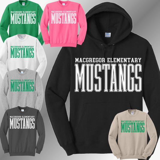 MacGregor Mustangs - Tall Skinny Font Basic Sweatshirt (Youth & Adult)